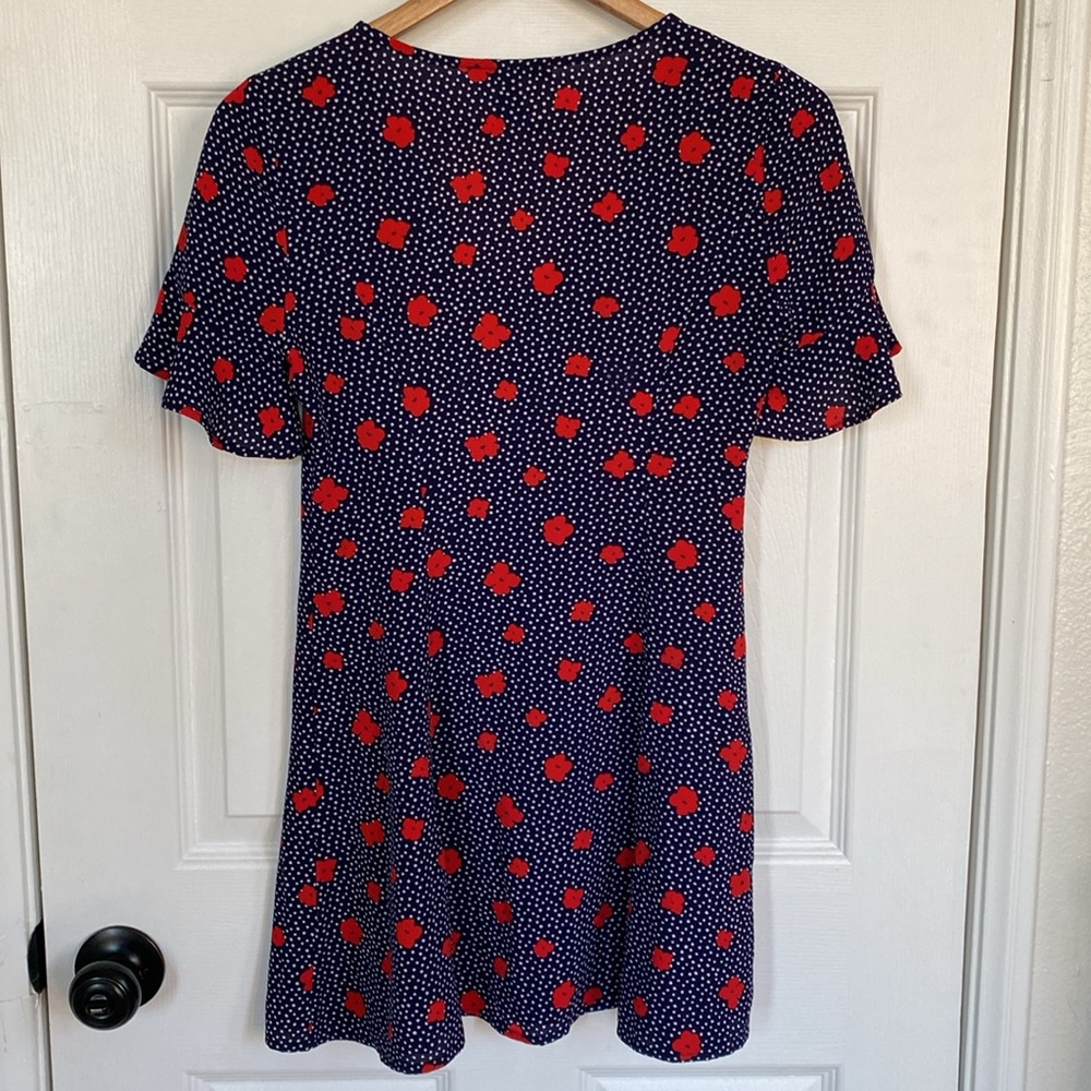 Forever 21 Navy Polka Dot Floral Mini Dress (S) - Picture 2 of 6